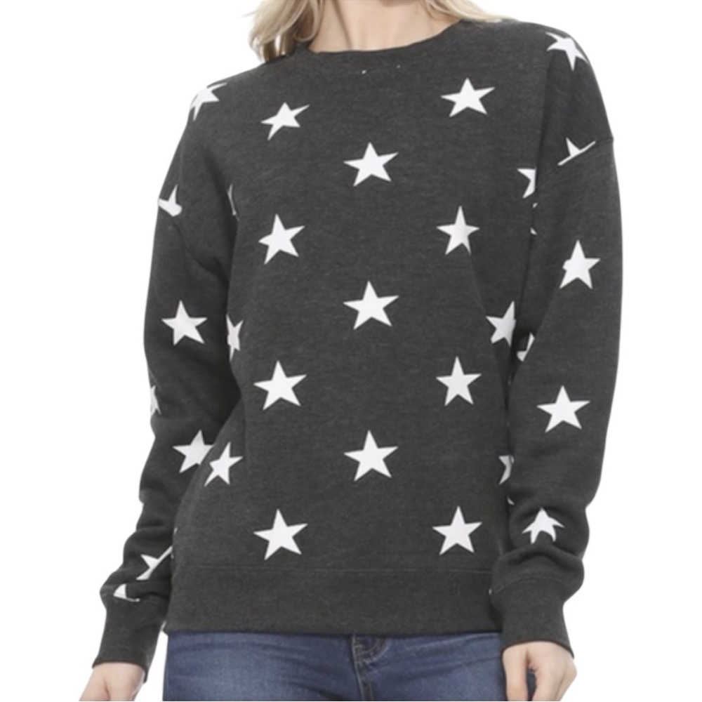 Reflex Women's All-over Star Pattern Sweatshirt - Black and White